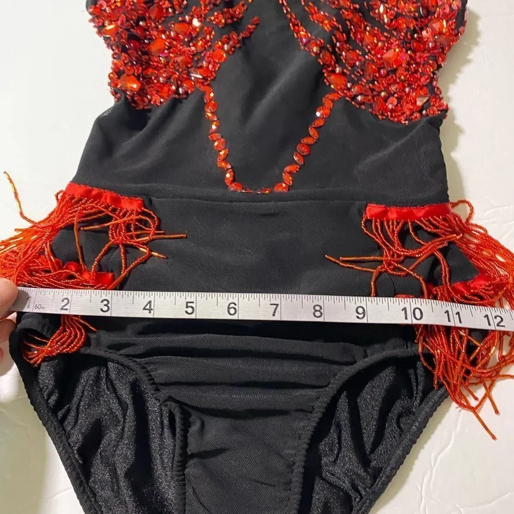Rare Glamour competition solo dance costume red black jazz contemporary SA adult